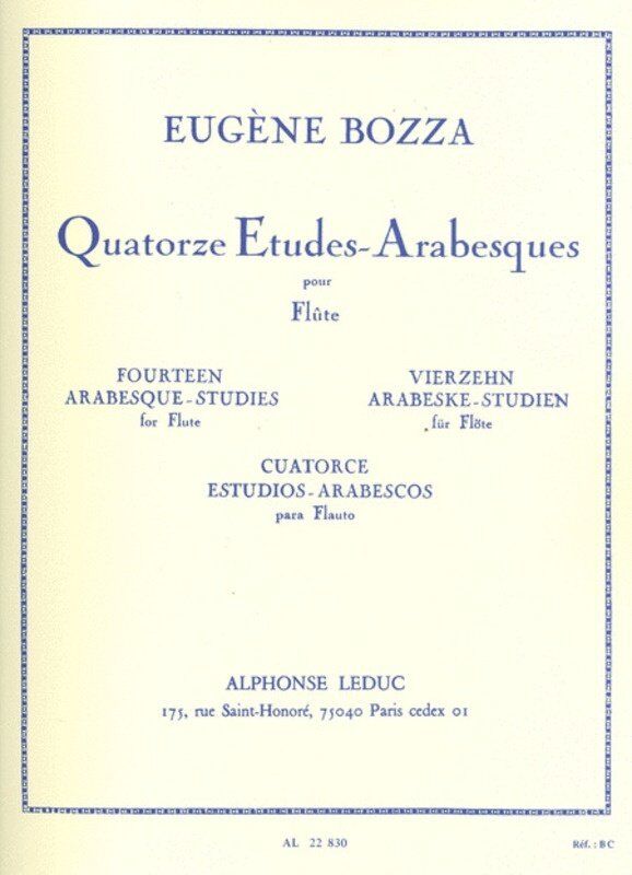 Bozza - 14 Etudes Arabesques for Flute by Alphonse Leduc, 356 pages