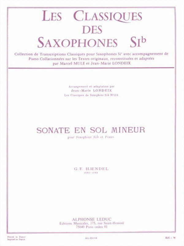 Handel - Sonata in G Minor for Tenor Saxophone and Piano