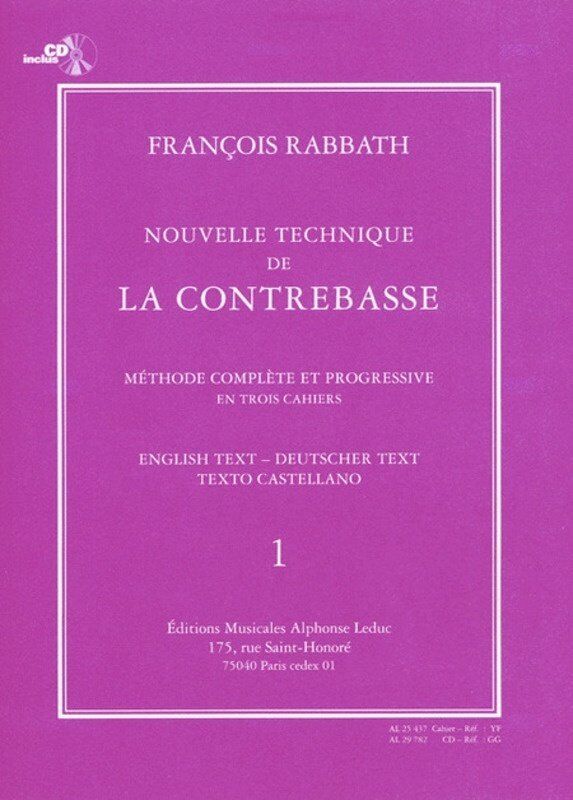 Rabbath New Technique for Double Bass Vol 1 BK/CD by Francois Rabbath - Alphonse Leduc