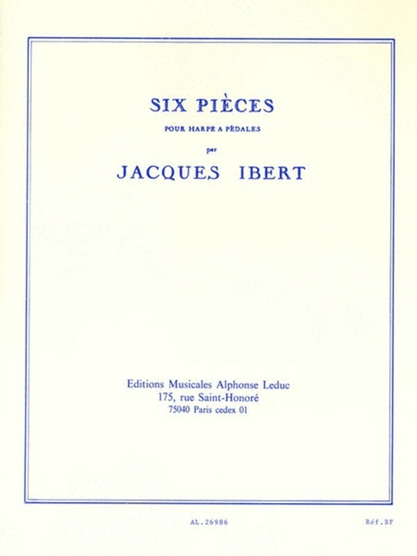 Ibert - 6 Pieces For Harp (Softcover Book)