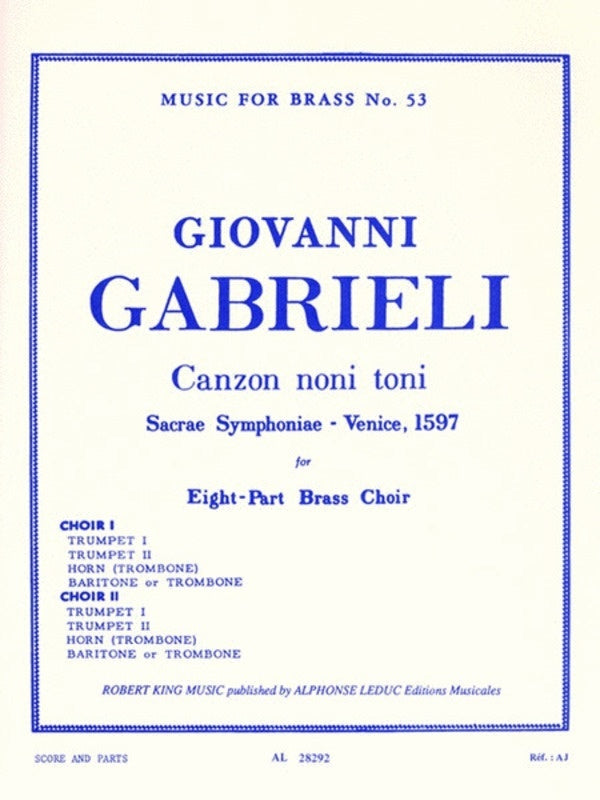 Gabrieli - Canzon Noni Toni Brass Ensemble Score/Parts