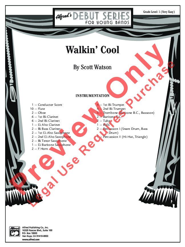 Walkin' Cool for Concert Band CB1 SC/PTS by Scott Watson, Alfred Music, 116 pages, Alfred Debut Series — view 2