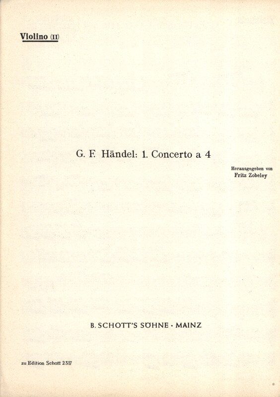 Concerto a Quattro TWV 43 D 3 Violin 1/Flute Part by Telemann, Schott Music, 2 Pages
