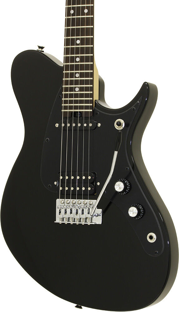 Aria J Series J-1 Solid Body Electric Guitar Black with Poplar Body and Maple Neck — view 3