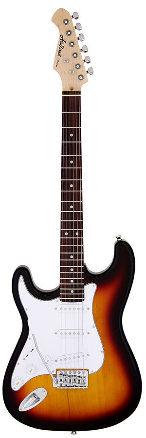 Aria STG-003 Left Handed Electric Guitar 3-Tone Sunburst Solid Body with Maple Neck and Rosewood Fingerboard