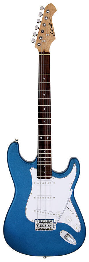Aria STG-003 Electric Guitar Metallic Blue Solid Body with Basswood Body and Maple Neck, Rosewood Fingerboard, 3 Single Coil Pickups