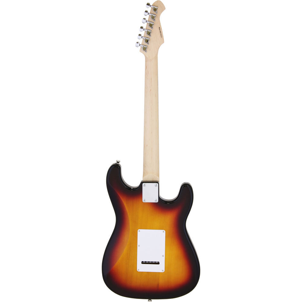 Aria STG-004 Left Handed Electric Guitar 3-Tone Sunburst Solid Body with Maple Neck and Rosewood Fingerboard — view 2