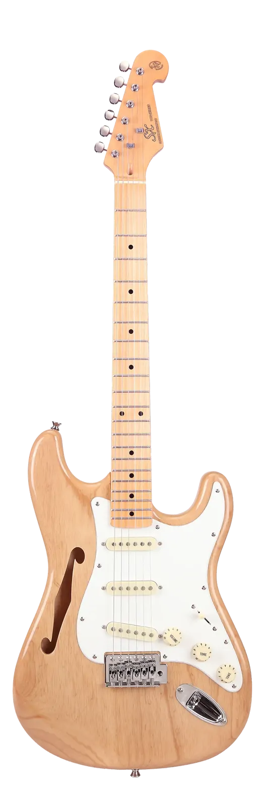 SX SC ASH SEMI HOLLOW Electric Guitar - White Swamp Ash Body, Maple Fingerboard, Natural Gloss