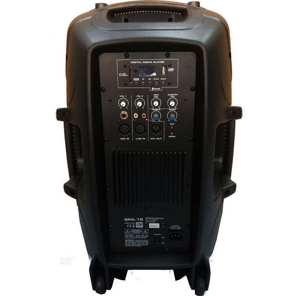 Leem SPA-12 Active 200W 2-Way 12" PA Speaker with Bluetooth, MP3 Player, SD Card Slot, USB Input — view 5