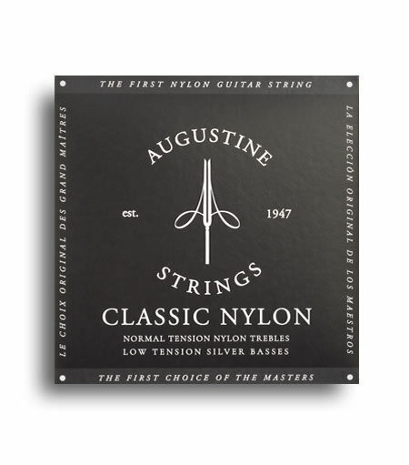 Augustine Classic Black Classical Guitar Strings - Normal Tension Nylon Trebles / Low Tension Silver Basses