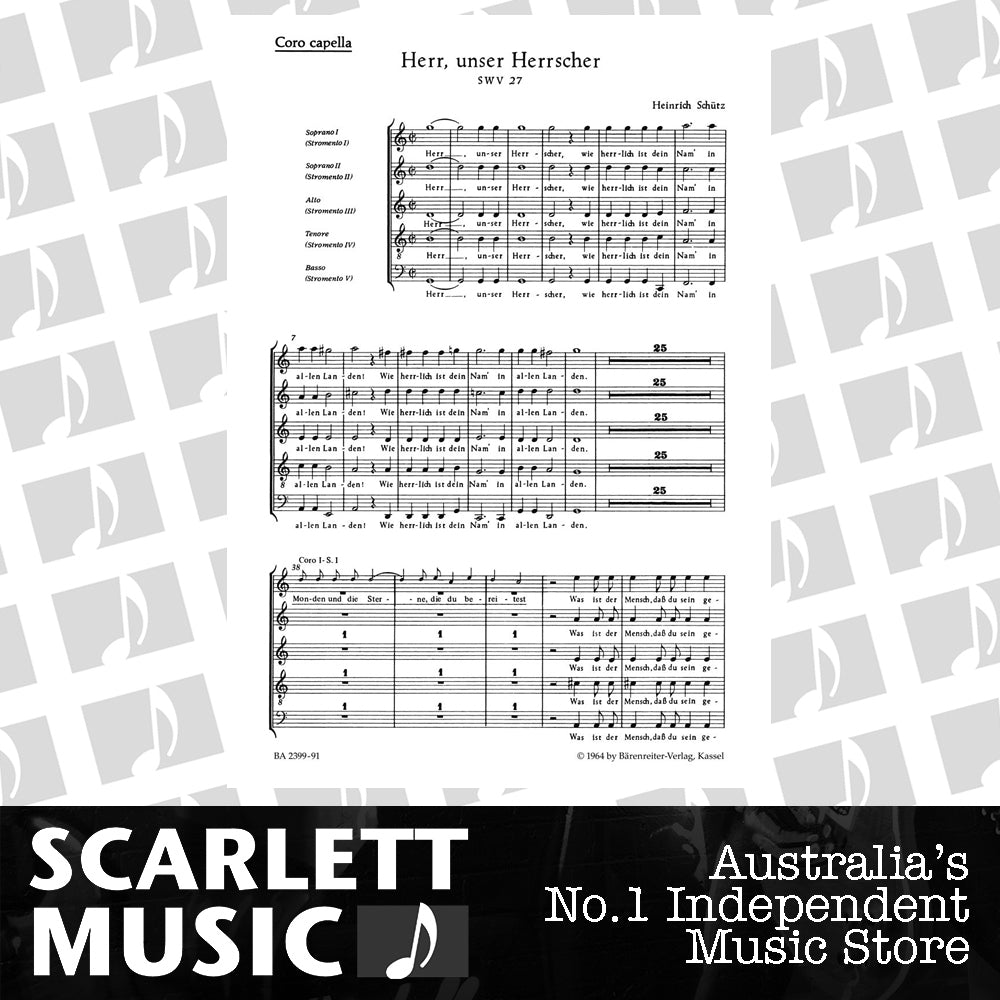 "Herr, Unser Herrscher" Für Zwei Vierstimmige Chöre, Fünfstimmige Instrumental-Capella Ad Lib. Und Basso Continuo Swv 27 — view 2