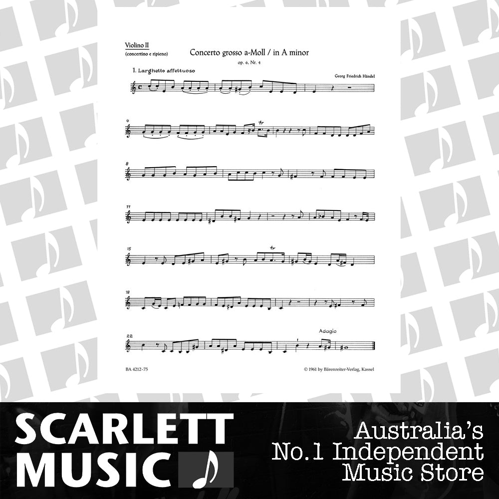 Concerto Grosso A-Moll Op. 6/4 Hwv 322 — view 2