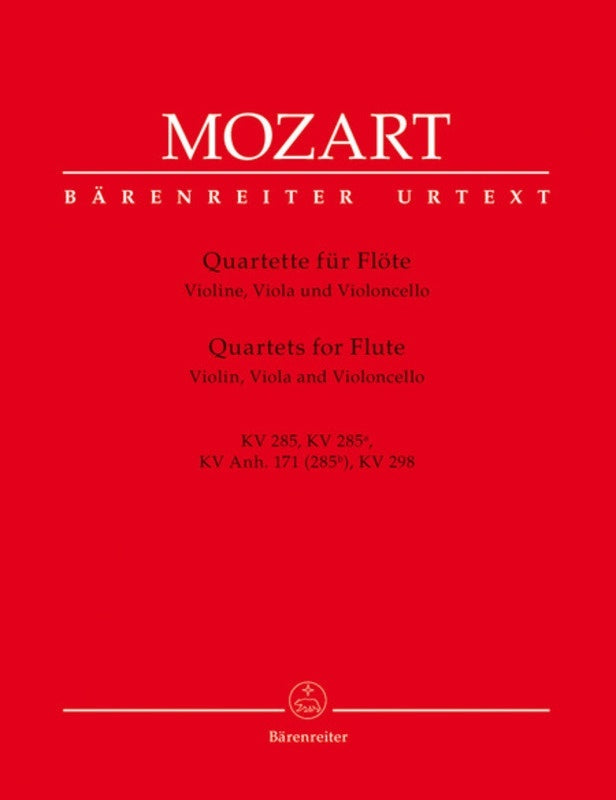Quartets 4 Flute Violin Viola Vc K285 285A Anh171 298 Book