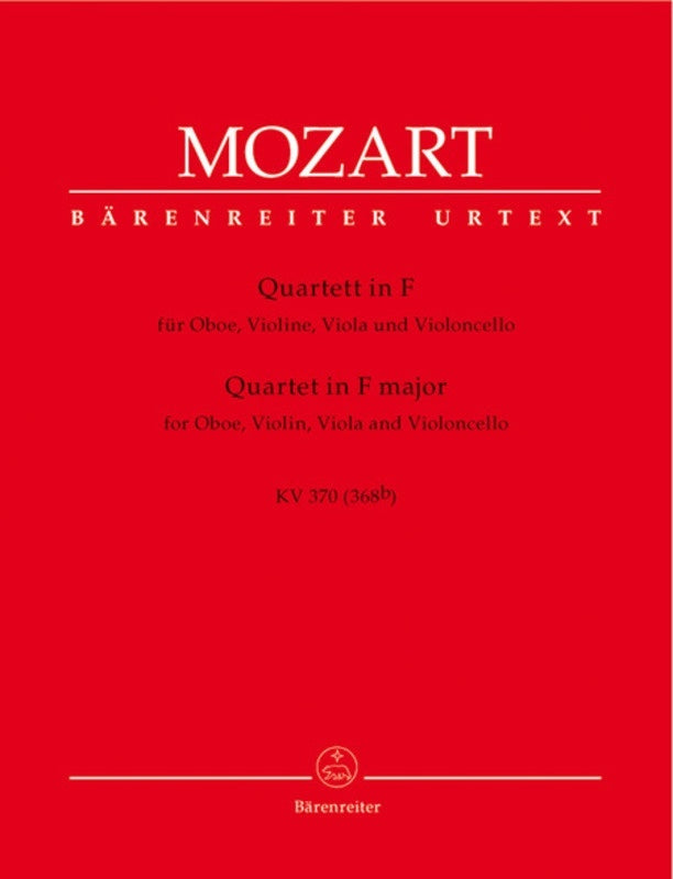 Oboe Quartet F K370 F Oboe Violin Viola Vc Urtext Book