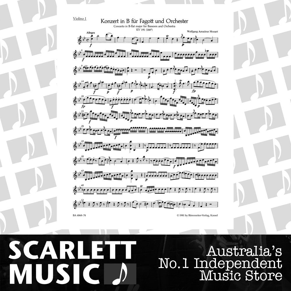 Bassoon Concerto K191 Sheet Music for Violin 2 — view 2