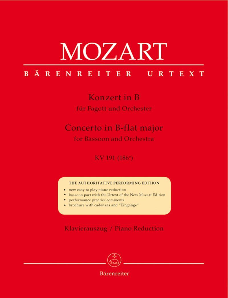 Mozart Bassoon Concerto in B-flat Major K191 Full Score 32 Pages