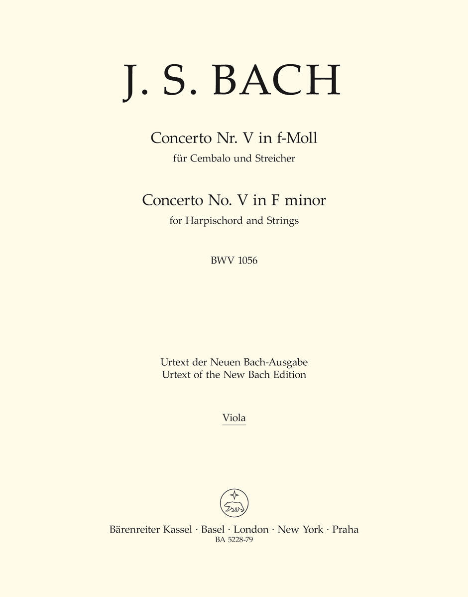 Concerto For Harpsichord And Strings No. 5 In F Minor BWV 1056