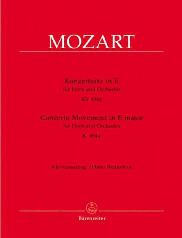 Concerto Movement K 494A E French Horn Piano Book