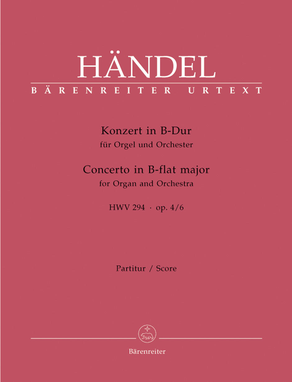 Concerto For Organ And Orchestra In B-Flat Major Op. 4/6 Hwv 294