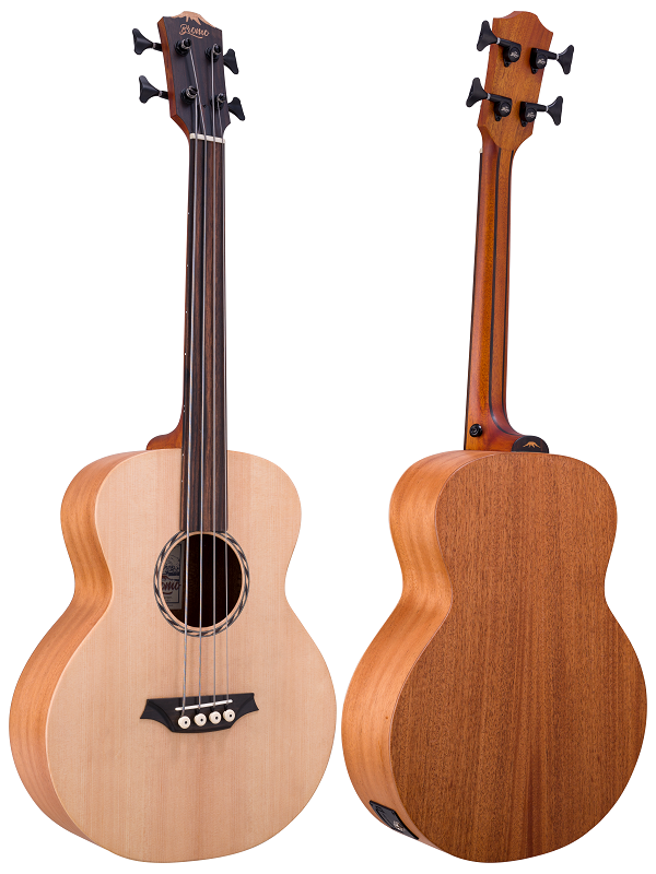 Bromo BAT8E Tahoma Series Mini Jumbo Electric/Acoustic Bass Guitar Fretless Natural Satin with Gig Bag — view 6
