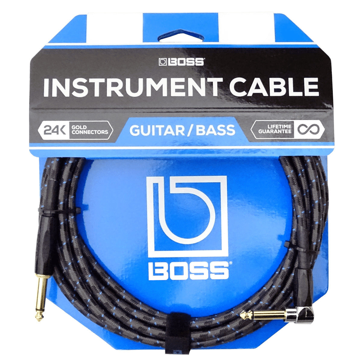 BOSS BIC-25A 25ft Instrument Cable - Straight to Right-Angle 1/4" Connectors, Studio-Grade, Oxygen-Free Copper Core — view 4