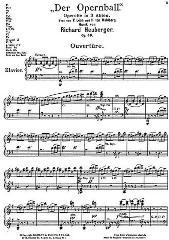 Heuberger - The Opera Ball Vocal Score (Pod)