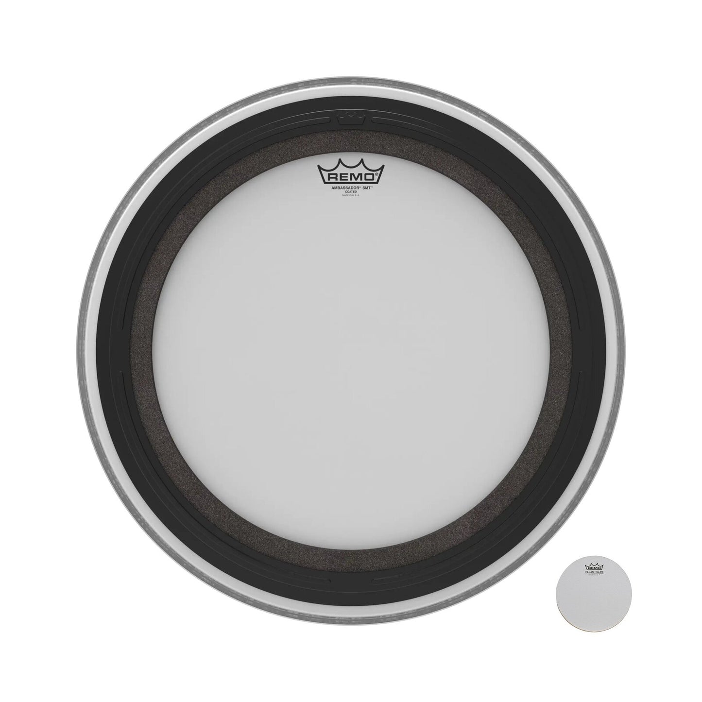 REMO White Coated Ambassador SMT Coated Bass Drum Head, 20" — view 3