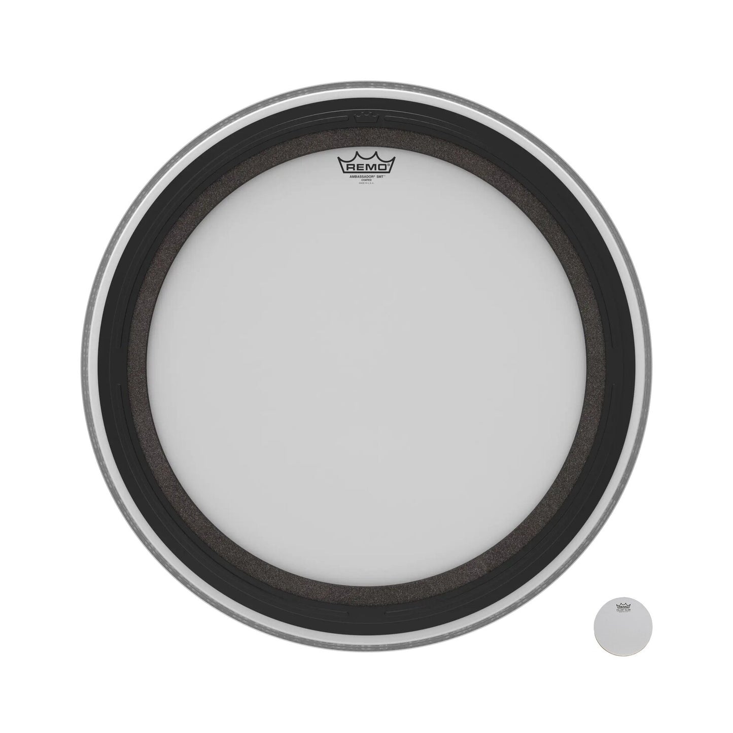REMO White Coated Ambassador SMT Coated Bass Drum Head, 24" — view 3