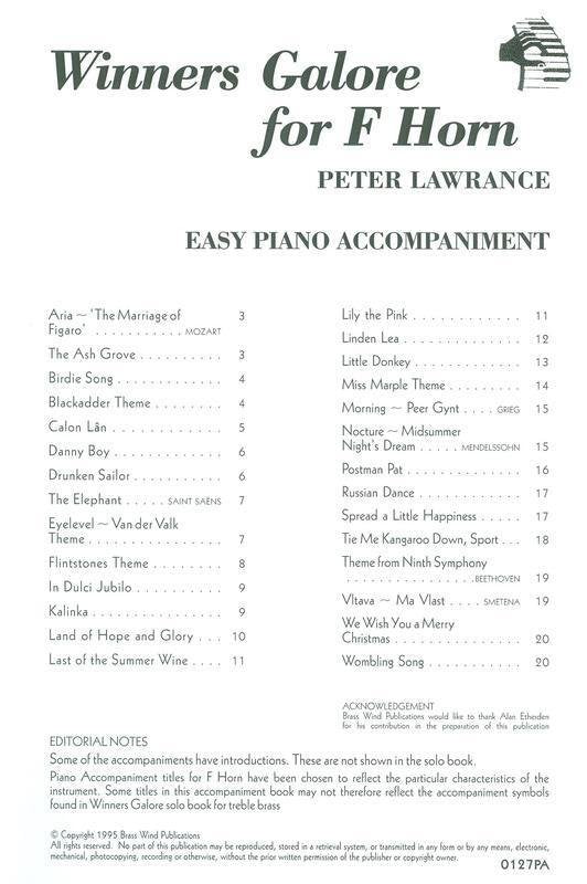 Winners Galore F Horn — Piano Accompaniment, arr. Lawrance (Brass Wind Publications)