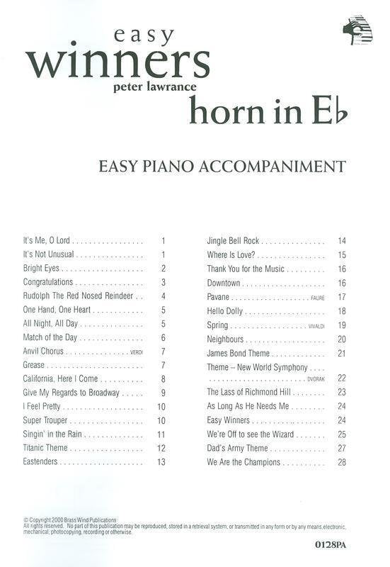 Easy Winners — E-flat Horn Piano Accompaniment, arr. Lawrance (Brass Wind Publications)