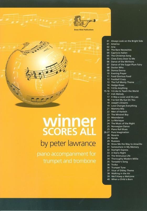 Winner Scores All Brass Piano Accompaniment by Peter Lawrance for Baritone, Euphonium, Trumpet - 48 Simple Arrangements