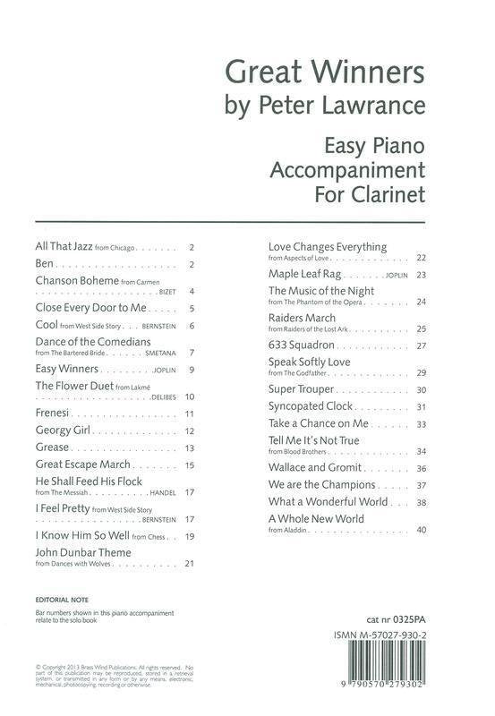 Great Winners for Clarinet — Piano Accompaniment, arr. Lawrance (Brass Wind Publications)