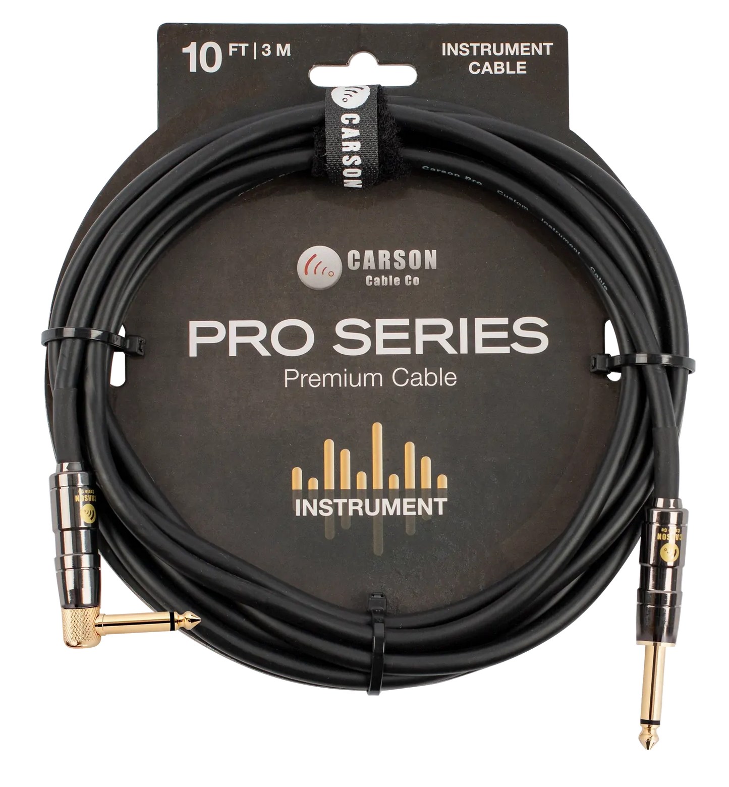 Carson Cable Co Pro 10ft Guitar Cable with Straight to Right Angle Jacks