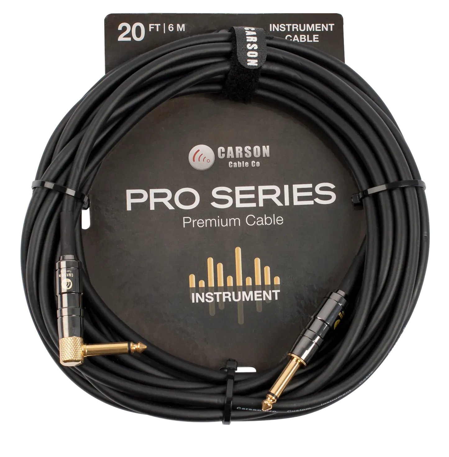 Carson Cable Co Pro Series 20ft Guitar Cable Straight/Right Angle Jacks Heavy Duty