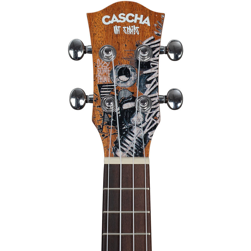 Cascha Art Series Sketch Tenor Ukulele with Solid Spruce Top, Mahogany Body, Rosewood Fingerboard, Aquila Strings, Carry Bag, and Picks — view 6