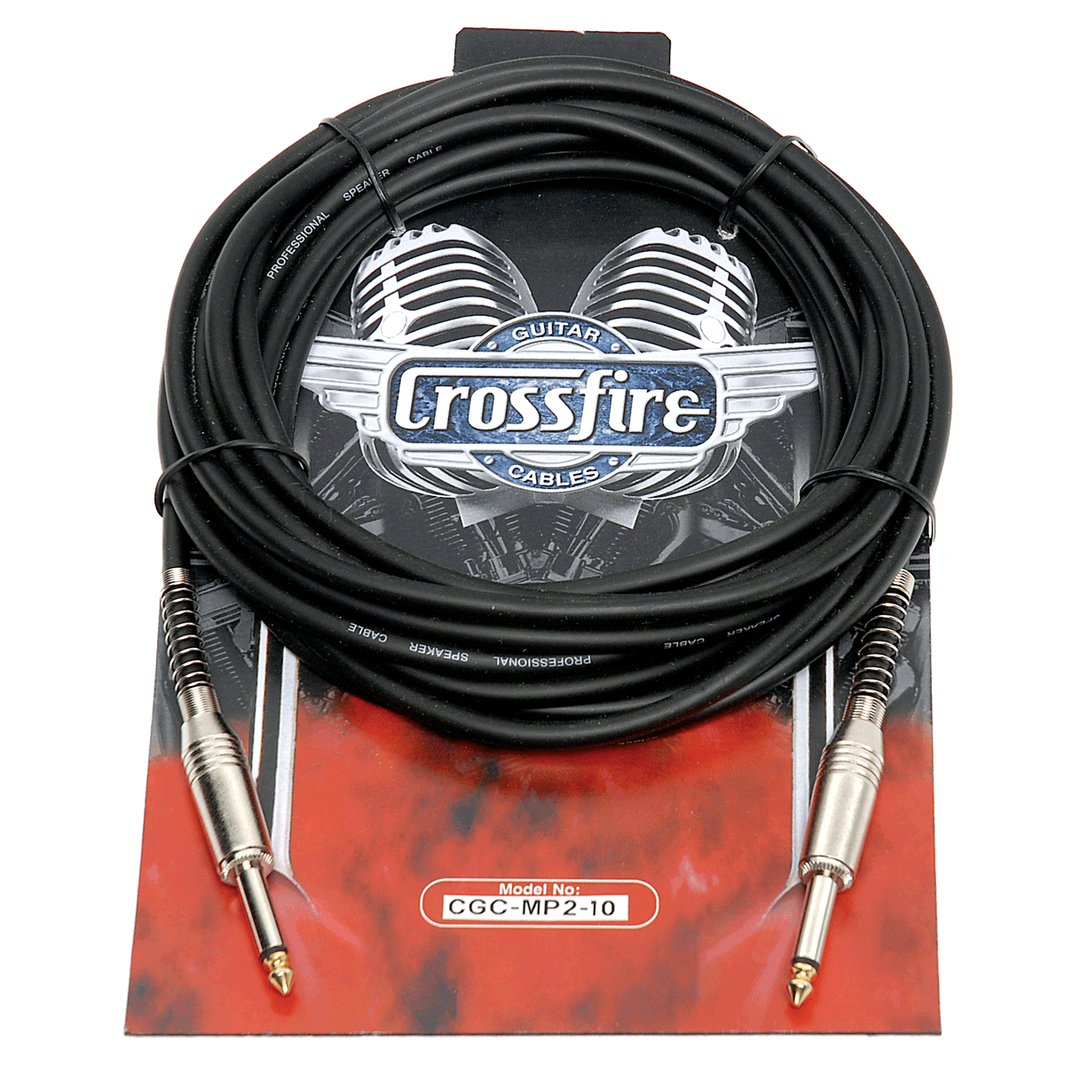 Crossfire 10' / 3 Metre Instrument Cable with Chrome Straight Jacks and Gold Plated Tips