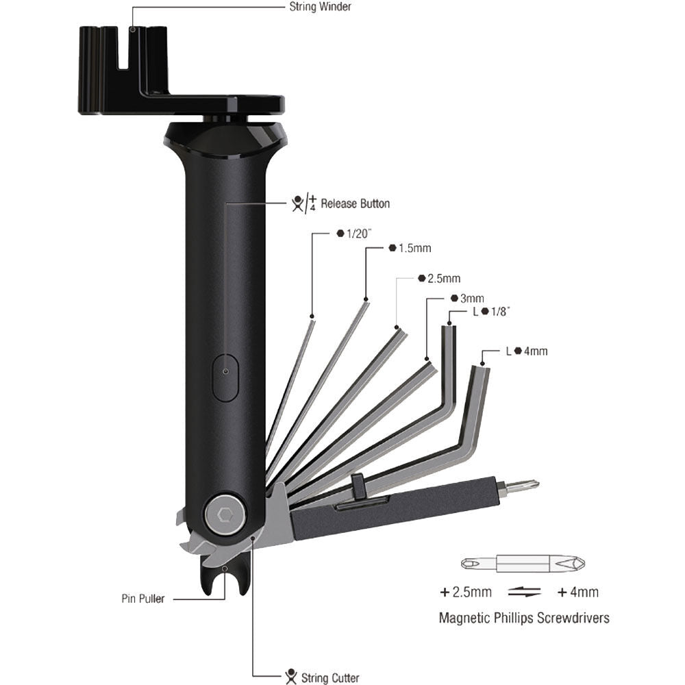 Cherub CGT-1 Pro Mechanical Tuning Multi-Tool with String Winder and Accessories — view 3