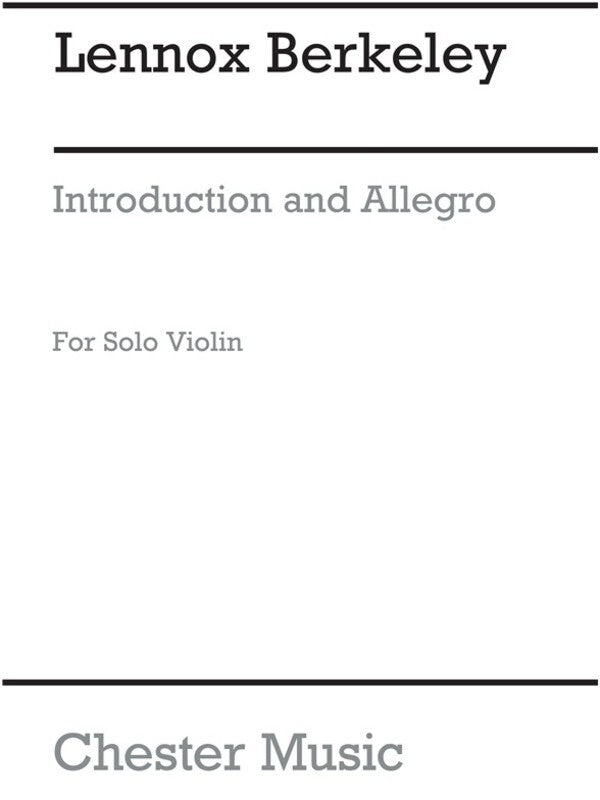 Berkeley - Introduction And Allegro Op 24 Solo Violin (Softcover Book)