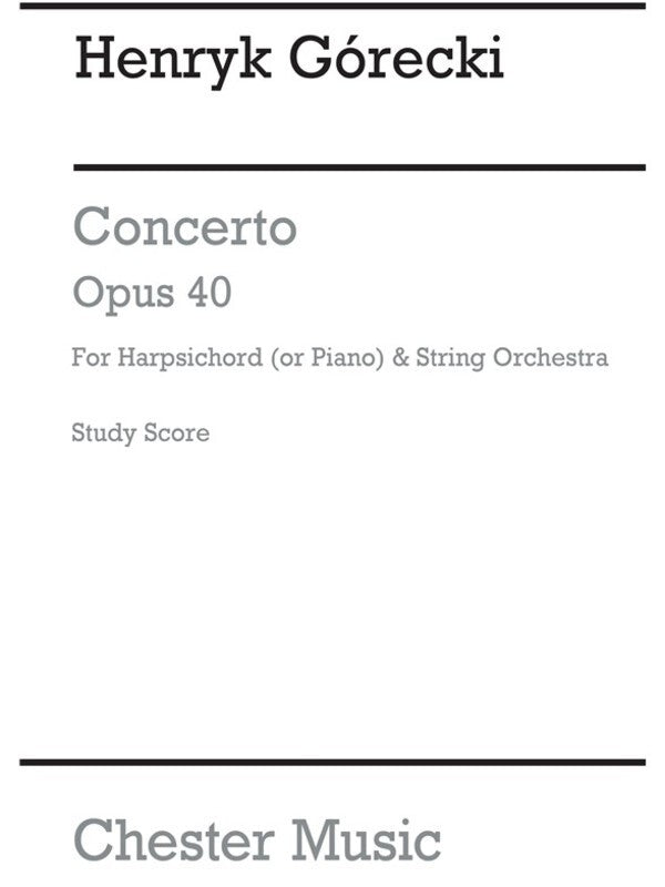 Concerto For Harpsichord And Orch (Music Score) Book