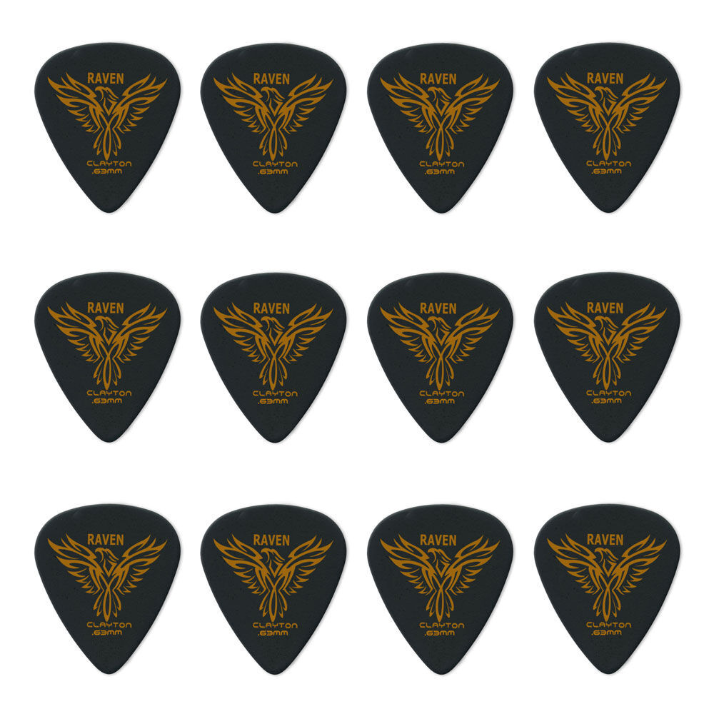 Clayton Black Raven Guitar Picks 0.63mm - 12 Pack — view 2