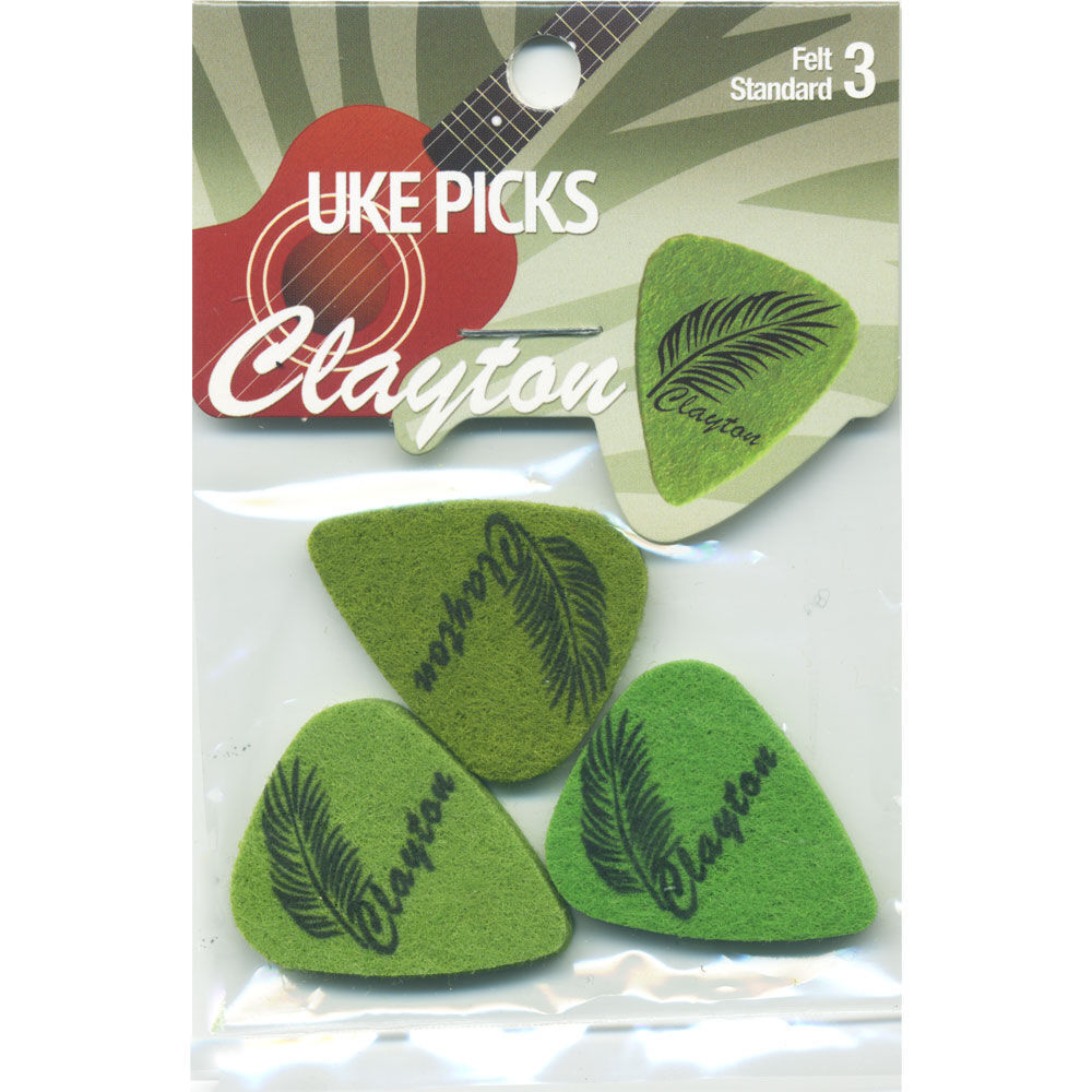 Clayton Felt Ukulele Picks - Leaf Design - 3 Pack