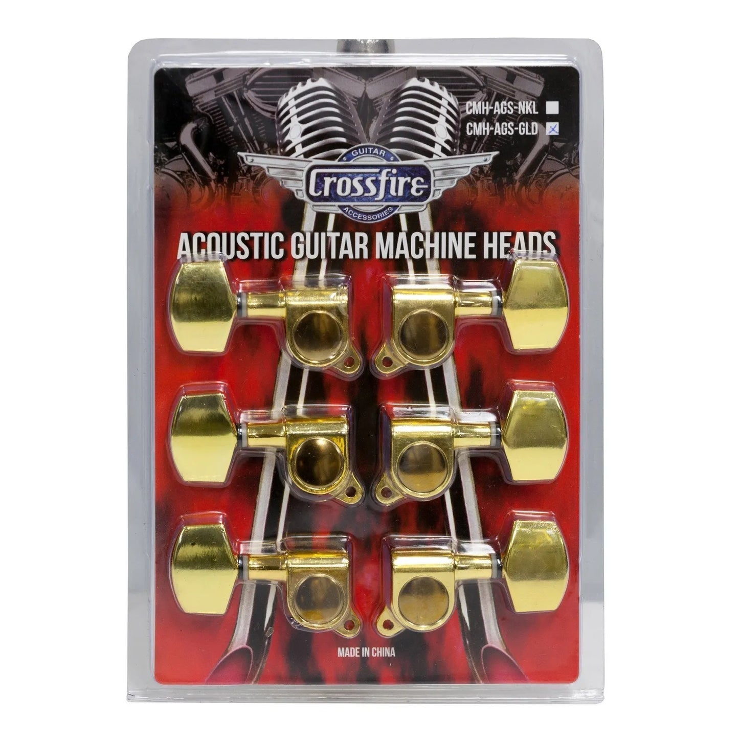Crossfire CMH-AGS-GLD Gold Acoustic Guitar Machine Head Set with Buttons