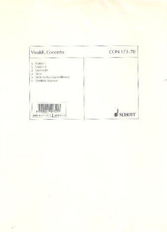 Vivaldi Concerto A Minor PV 24-F.III Nr. 4 Cello Parts Set by Schott Music, 64 Pages