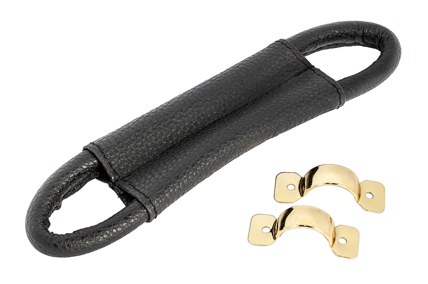 AMS Deluxe Case Handle with Faux Leather Grip and Gold Brackets