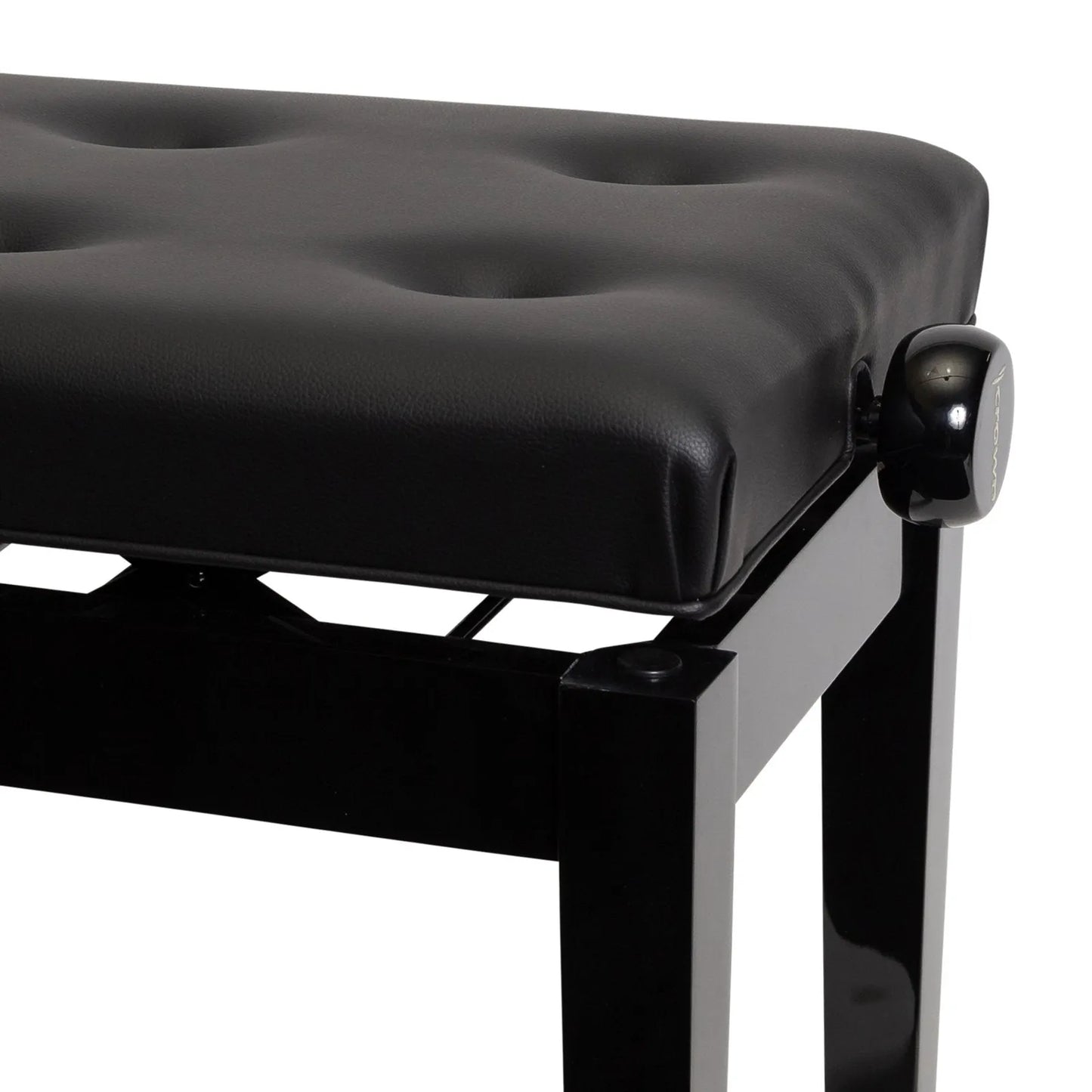 Crown Deluxe Tufted Height Adjustable Piano Stool Black — view 4