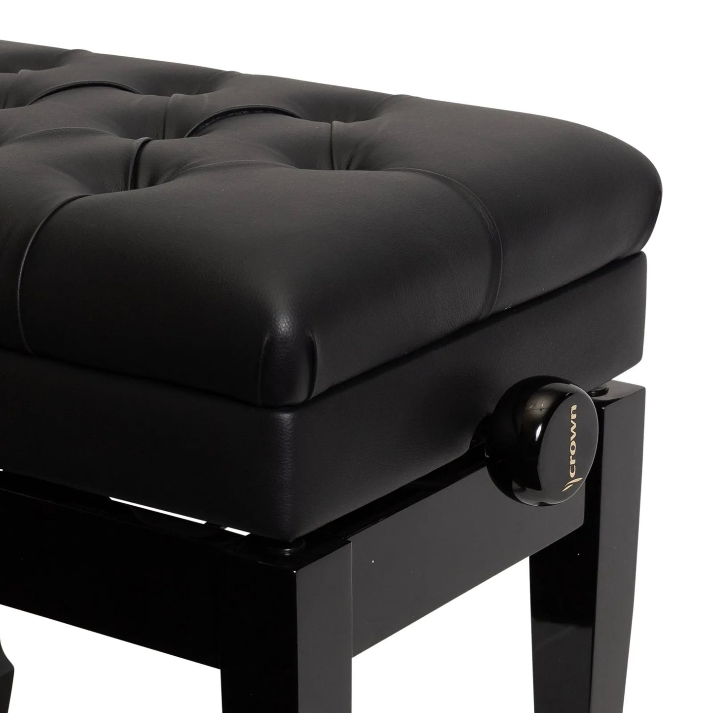 Crown Tufted Height Adjustable Piano Stool with Storage Compartment - Black — view 4