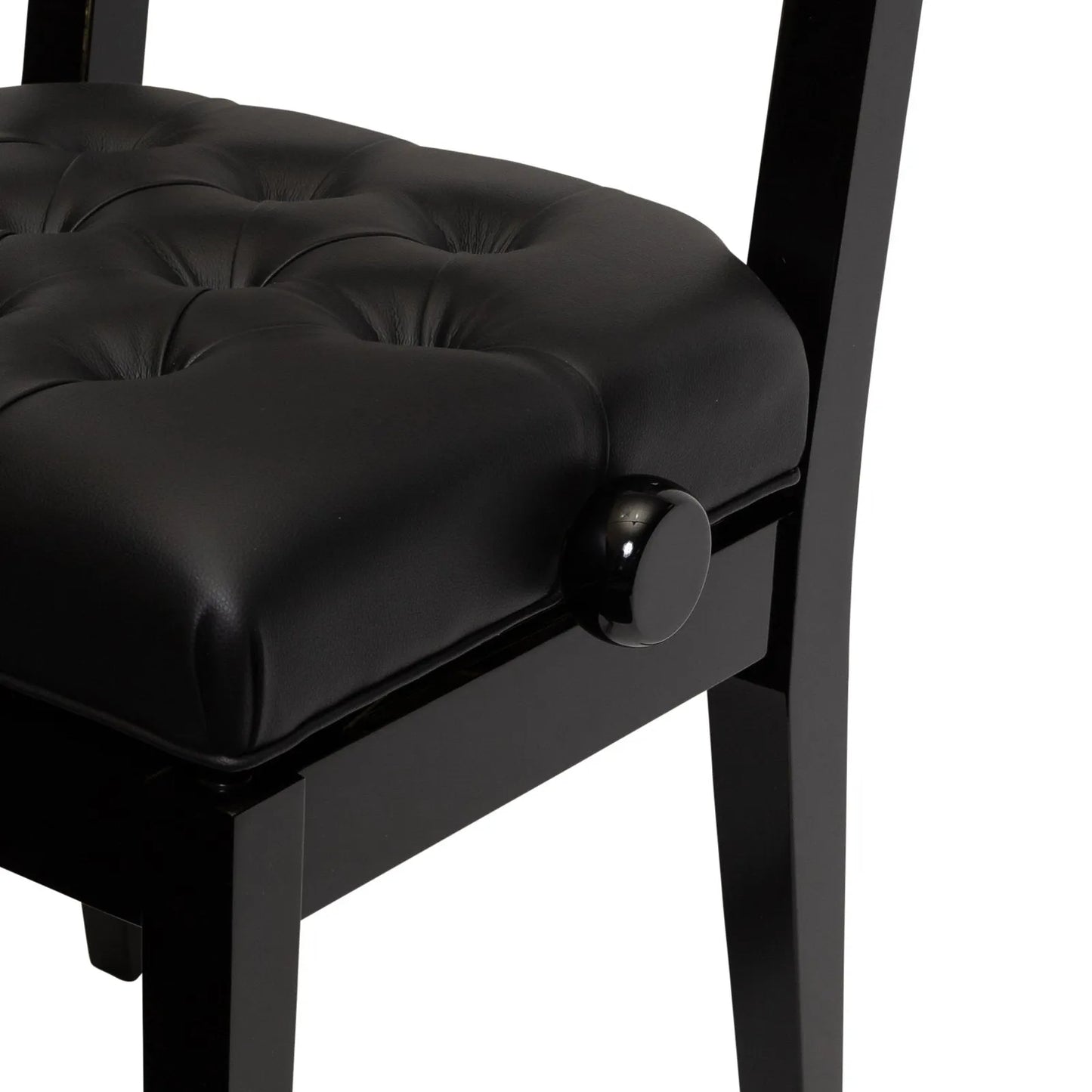 Crown Deluxe Tufted Height Adjustable Piano Stool with Back Support - Black — view 4