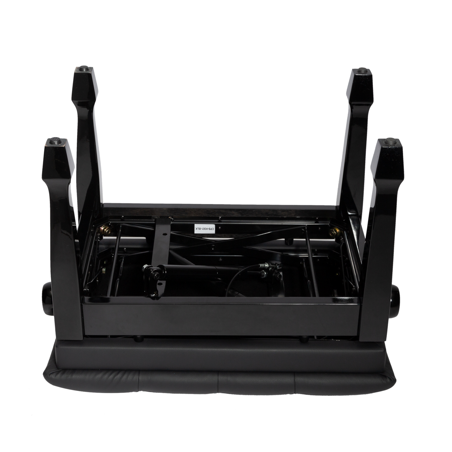 Crown Deluxe Tufted Hydraulic Height Adjustable Piano Bench with Storage - Black — view 3
