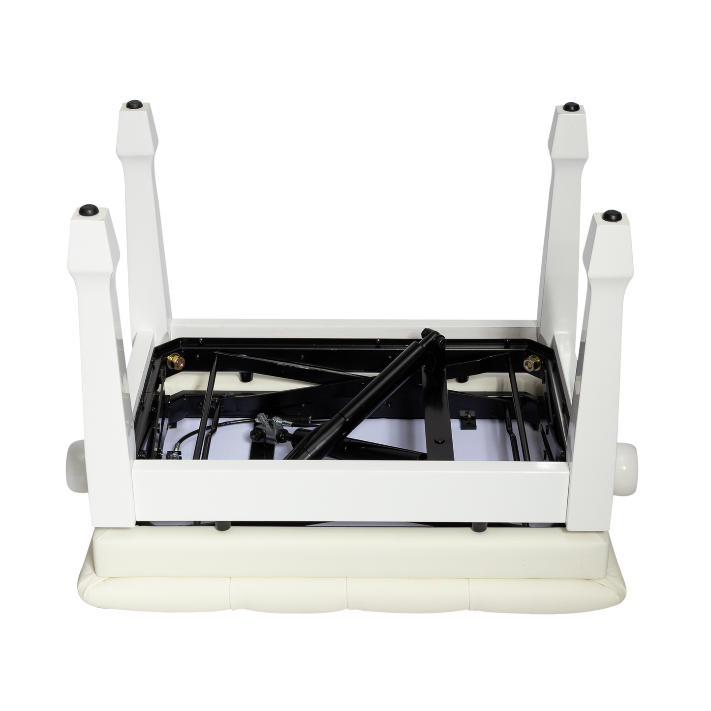Crown Deluxe Tufted Hydraulic Height Adjustable Piano Bench - White — view 3