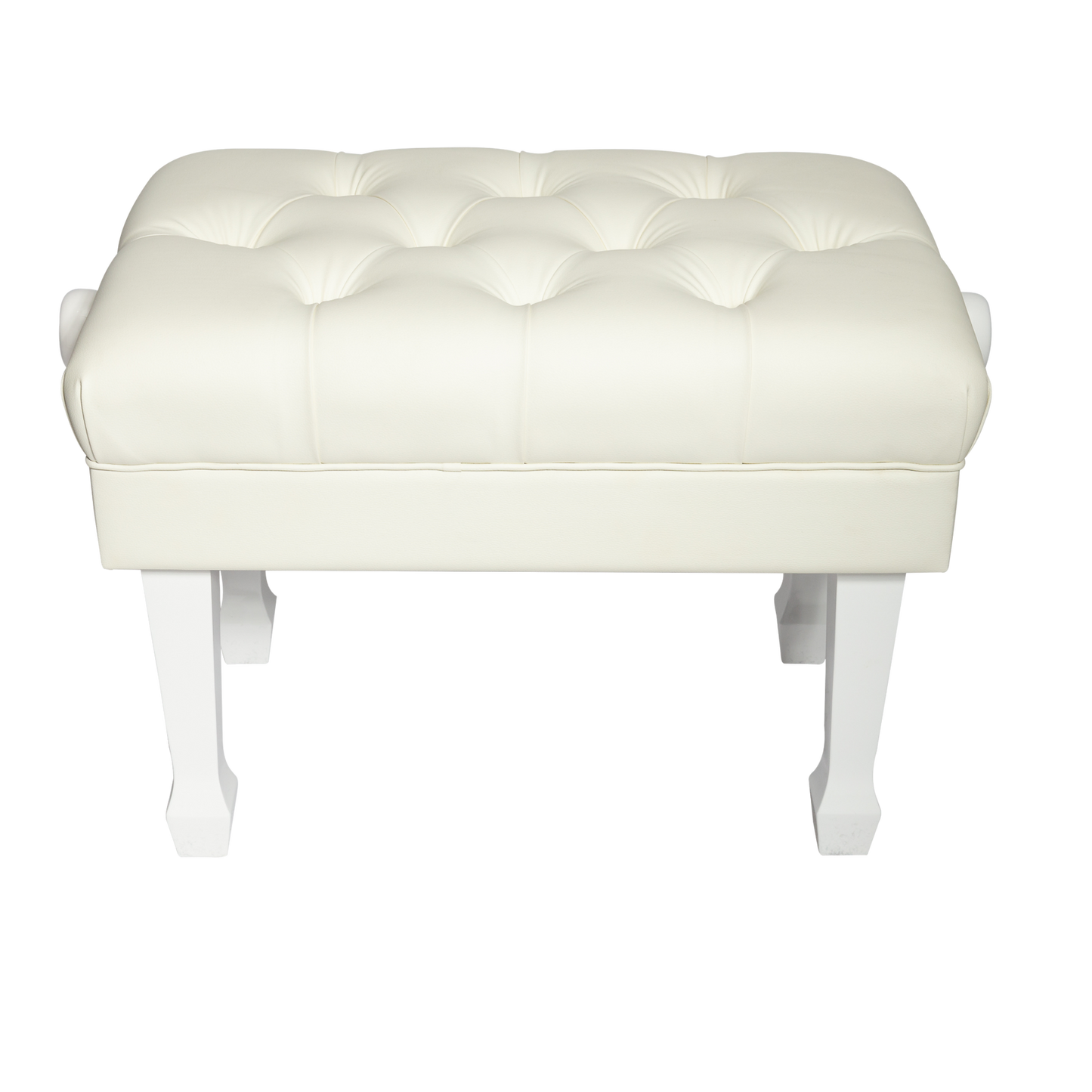Crown Deluxe Hydraulic Height Adjustable Piano Bench with Tufted Faux Leather Seat (White) — view 2